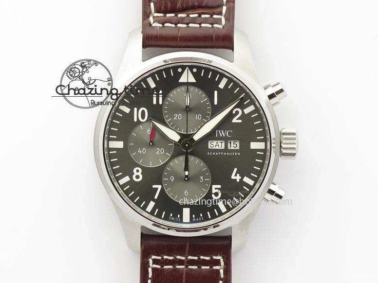 MIROTIME 0113 Youthful 2016 Pilot Chrono SS IW377719 ZF Best Edition On Brown Leather Strap A 7291